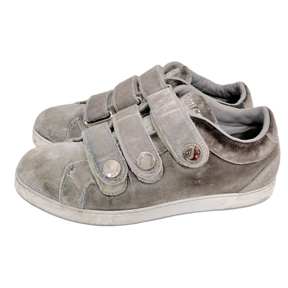 JIMMY CHOO Ny Velvet Sneakers In Moonstone Grey Size 6.5 - Picture 1 of 14